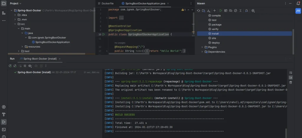 JAR file creation | Dockerize Spring Boot Application How to create JAR file of Spring Boot Project?