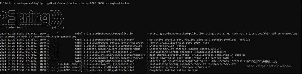 Running console | Dockerize Spring Boot Application Running console of Spring Boot Project from Docker Image