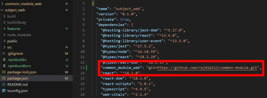 Adding Git Link for common module web | Explore Common Components in React TypeScript with Liferay's Adding Git Link for common_module_web