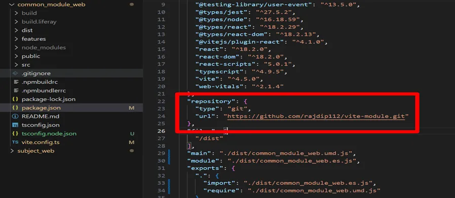 Configuring Repository Link in package.json | Explore Common Components in React TypeScript with Liferay's Configuring Repository Link in package.json