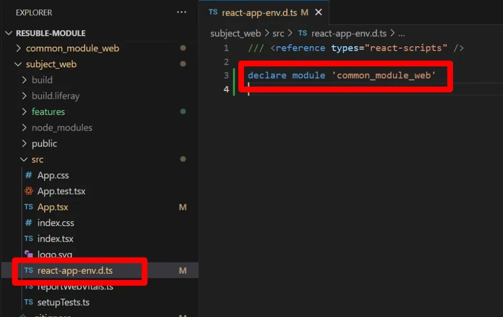 Declaring common module web | Explore Common Components in React TypeScript with Liferay's Declaring common_module_web