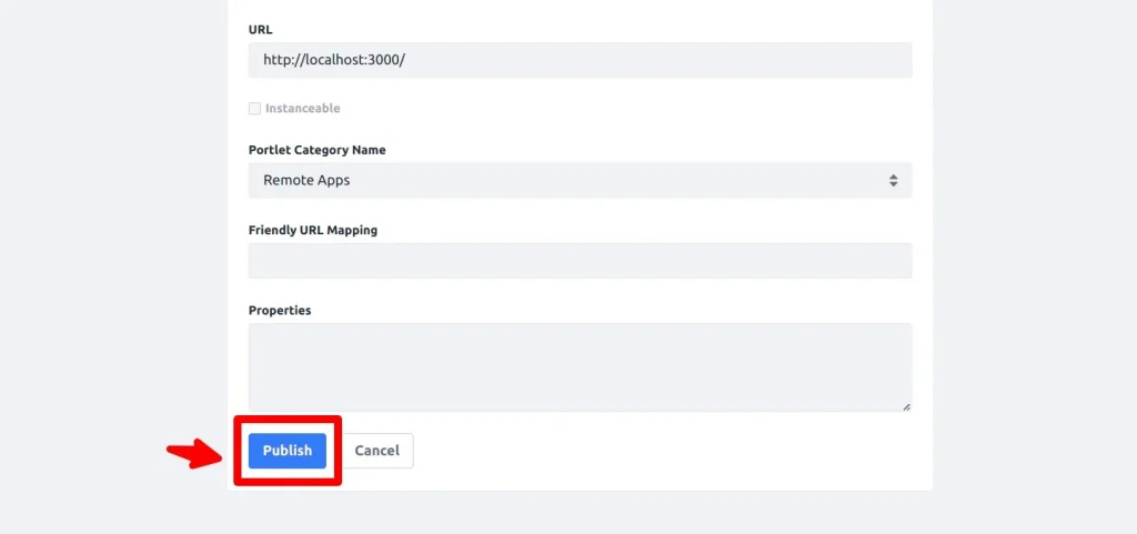 Publishing the Application | React Remote App with Liferay Publishing the Application