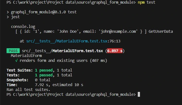 Running Component Tests | Test GraphQL Queries and Mutation using RTL and Jest Running Component Tests