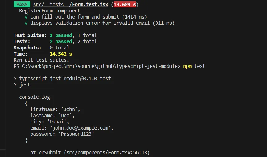 Running Tests Components | Test React Typescript Component with Jest and RTL Running Tests Components