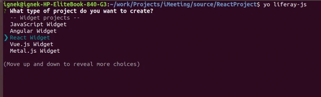 Selecting React Widget | React with Liferay Selecting React Widget