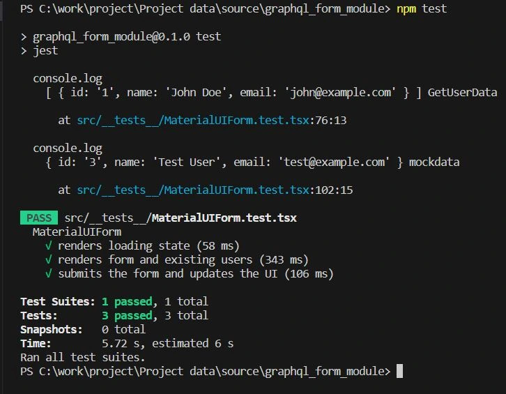 Testing component | Test GraphQL Queries and Mutation using RTL and Jest Testing component