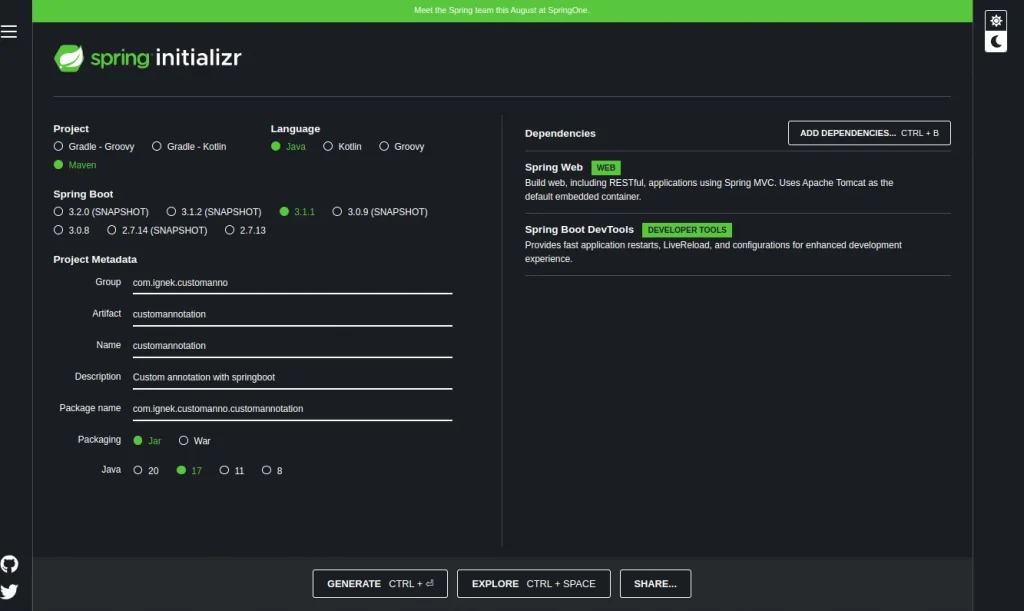 spring project initialization | Custom Annotations in Spring Boot How to initialize a Spring Project?