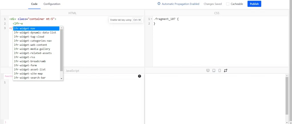 Access and use of fragment in a page | Fragments in Liferay Access and use of fragment in a page
