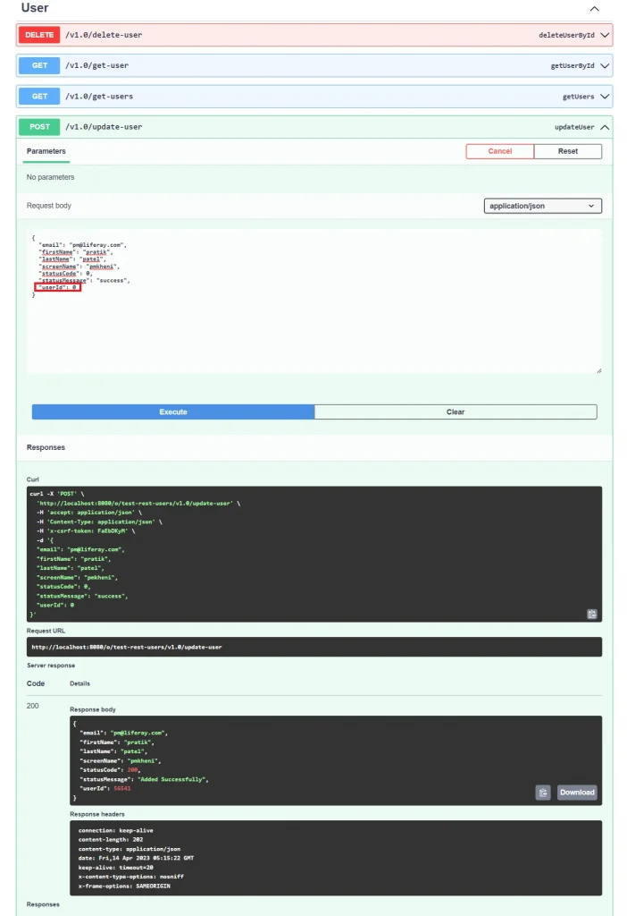 Add User json with 0 userId | REST Builder in Liferay 7.x Add User json with 0 userId