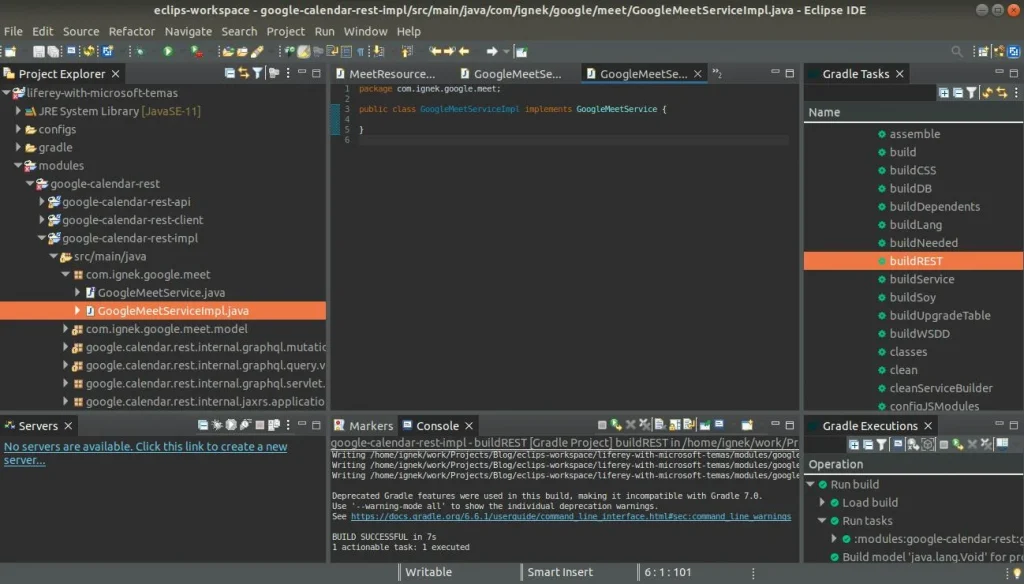 Adding GoogleMeetService and GoogleMeetServiceImpl | Google Meet integration with Liferay Adding GoogleMeetService and GoogleMeetServiceImpl