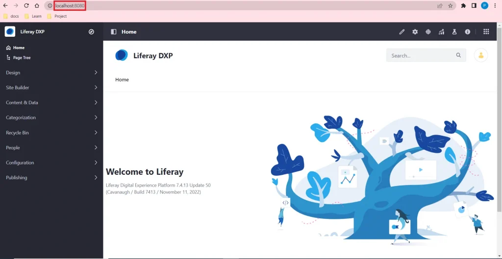 Admin home screen of Liferay | Start two or more Liferay servers simultaneously on a machine Admin home screen of Liferay