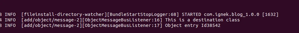 Checking desired logs in the terminal | Liferay Objects with Message bus Checking desired logs in the terminal
