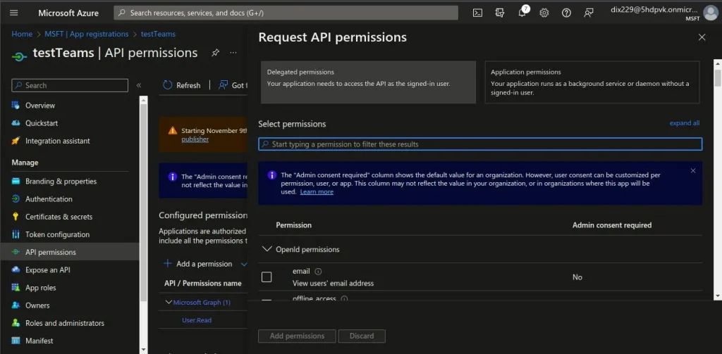 Delegated permissions in Microsoft Graph | Microsoft Teams integration with Liferay Delegated permissions in Microsoft Graph