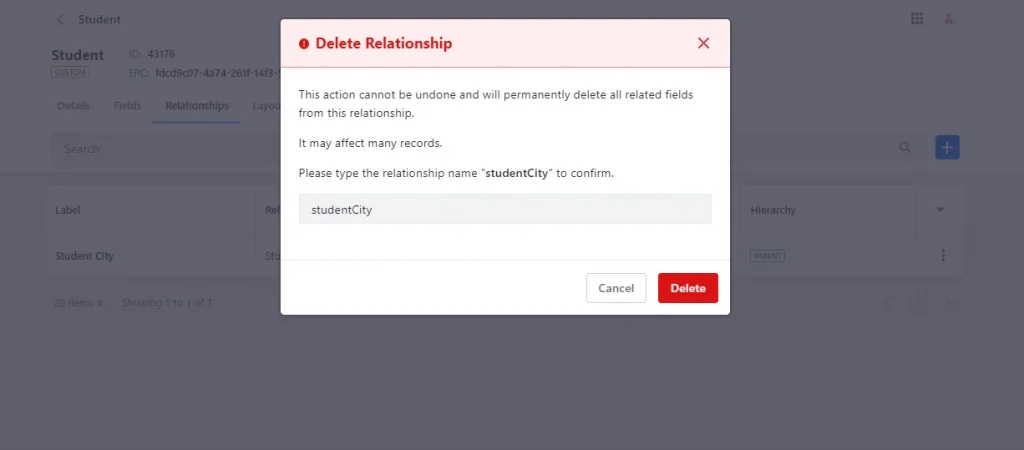 Deleting a relationship in a object | Objects in Liferay 7.4 Deleting a relationship in a object