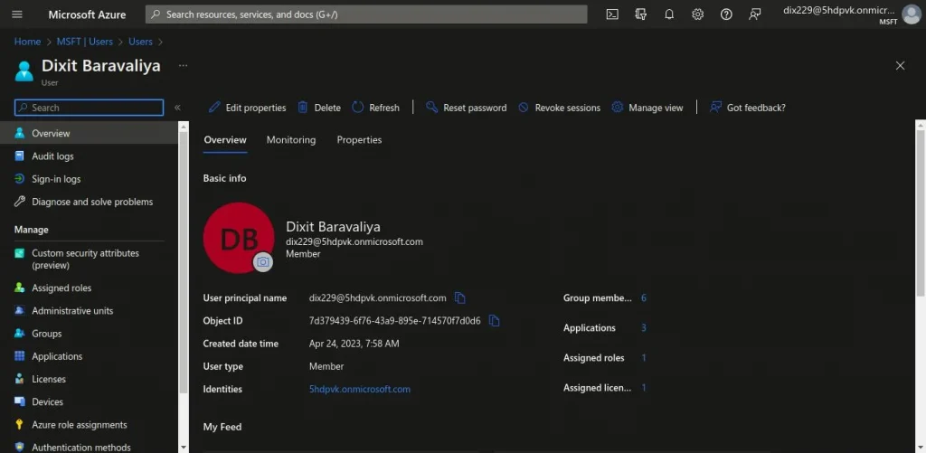 Detailed view of admin user | Microsoft Teams integration with Liferay Detailed view of admin user