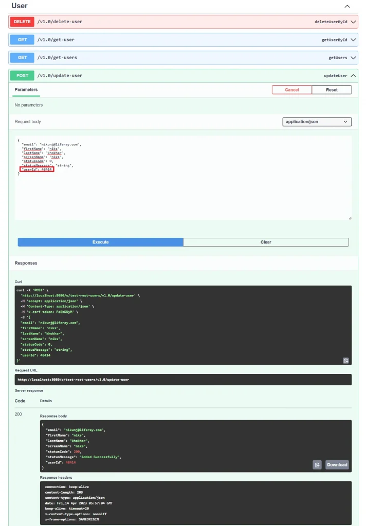 Edit User json with desired userId | REST Builder in Liferay 7.x Edit User json with desired userId