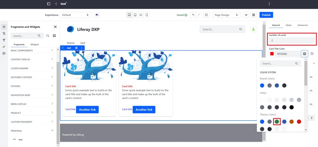 Editable card component with CSS | Fragments in Liferay Editable card component with CSS