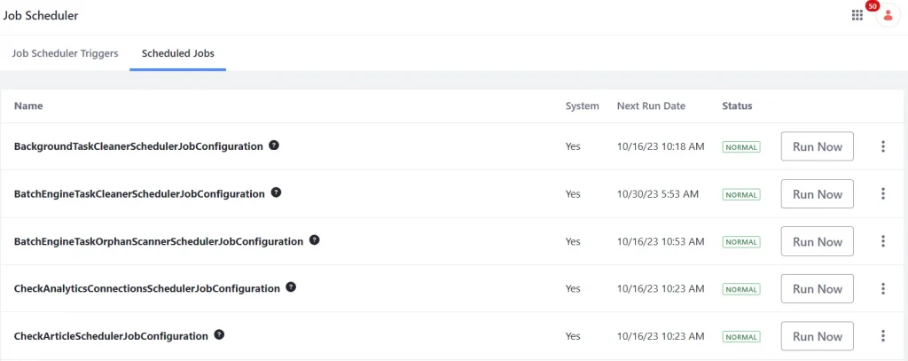 Explore scheduled jobs with various actions | Scheduler in Liferay 7.4 Explore scheduled jobs with various actions