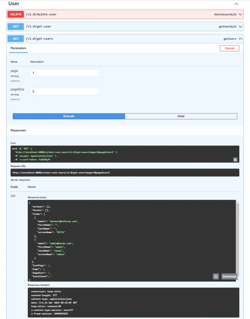 Exploring API to get user list with pagination | REST Builder in Liferay 7.x Exploring API to get user list with pagination