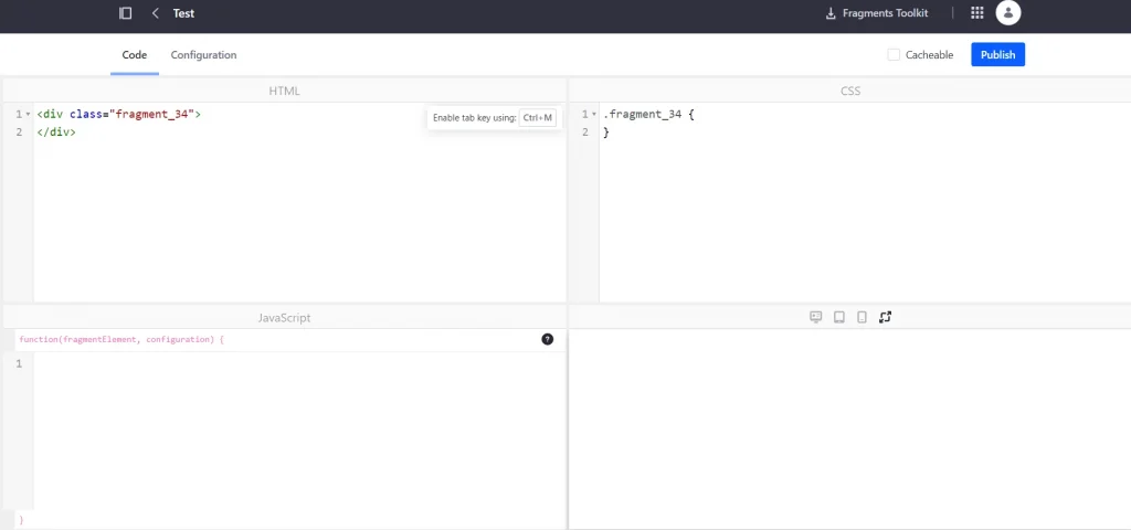 Fragment contents displayed in code snippet | Fragments in Liferay Fragment contents displayed in code snippet