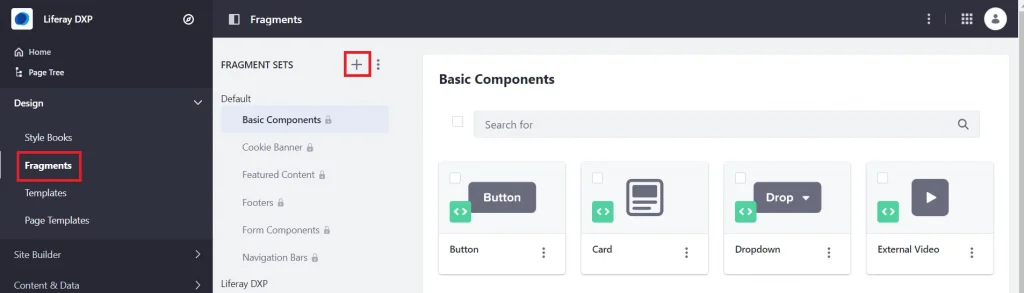 Fragment list screen | Fragments in Liferay Fragment list screen