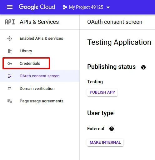 Google Cloud API and services side panel | Google Meet integration with Liferay Google Cloud API and services side panel