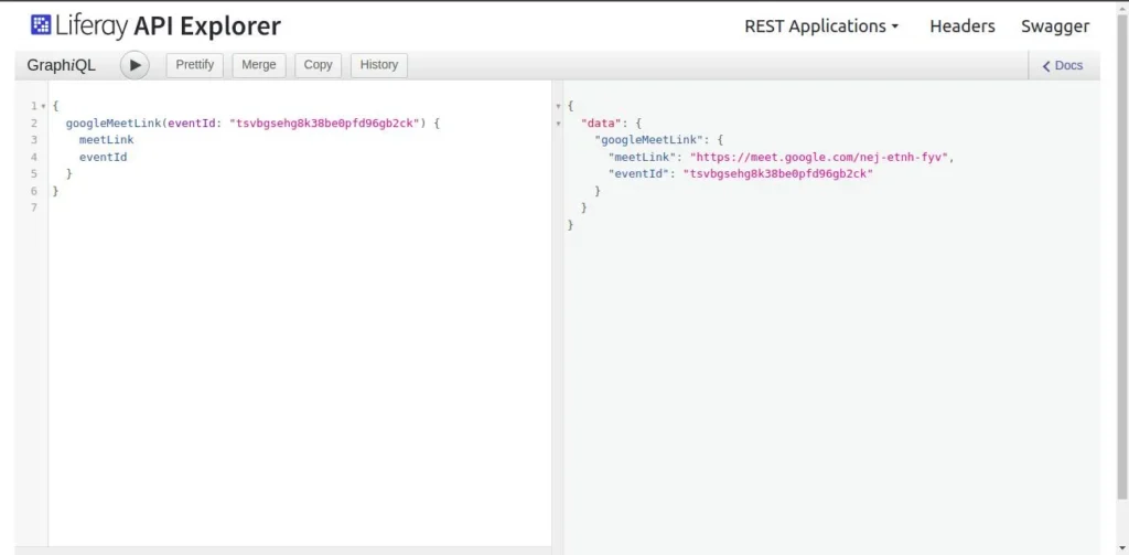 GraphQL for Access Google event and Meet links e1737977378596 | Google Meet integration with Liferay GraphQL for Access Google event and Meet links