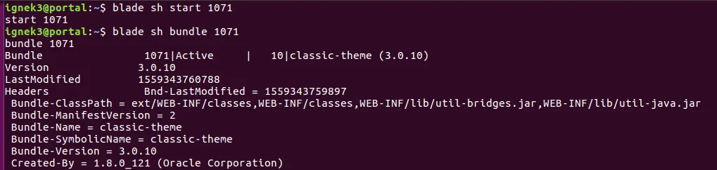 Initiate specified bundle in terminal | Gogo shell in Liferay 7.2 Initiate specified bundle in terminal