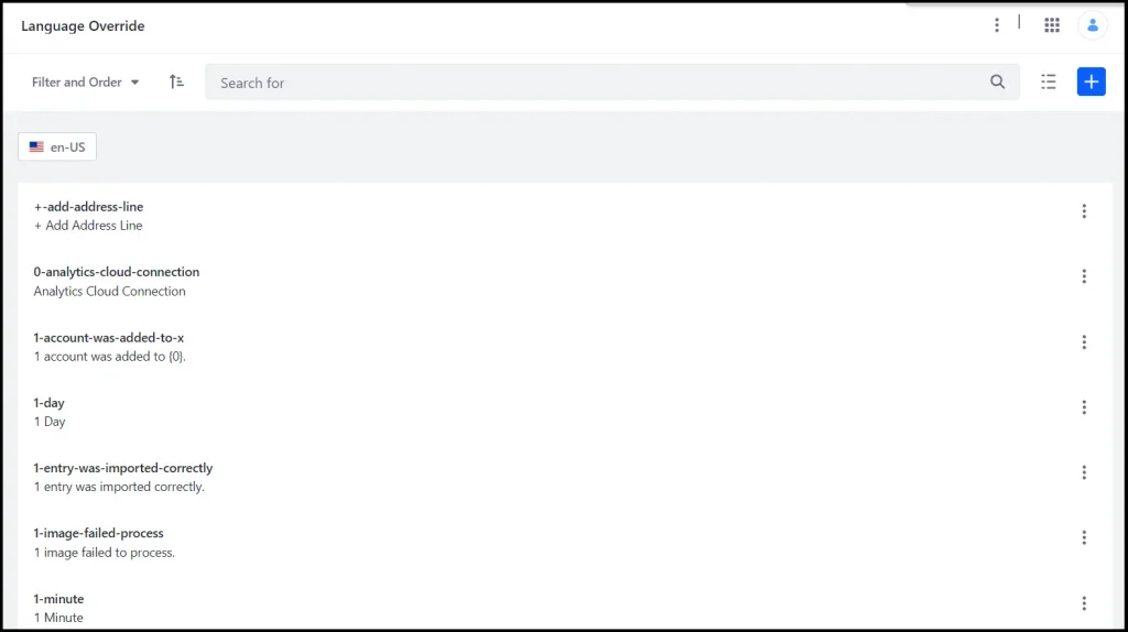 Language Override list screen | Create/Override the language key using Liferay OOTB Language Override list screen
