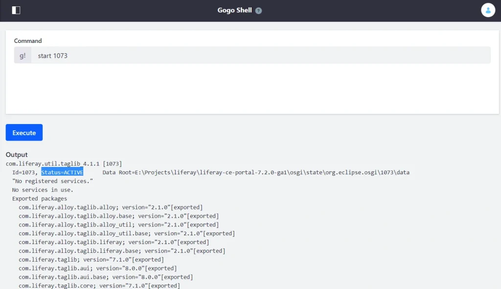 Liferay UI for Initiate specified bundle | Gogo shell in Liferay 7.2 Liferay UI for Initiate specified bundle