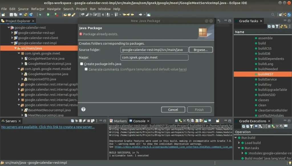 New package in Google Calendar Rest builder | Google Meet integration with Liferay New package in Google Calendar Rest builder
