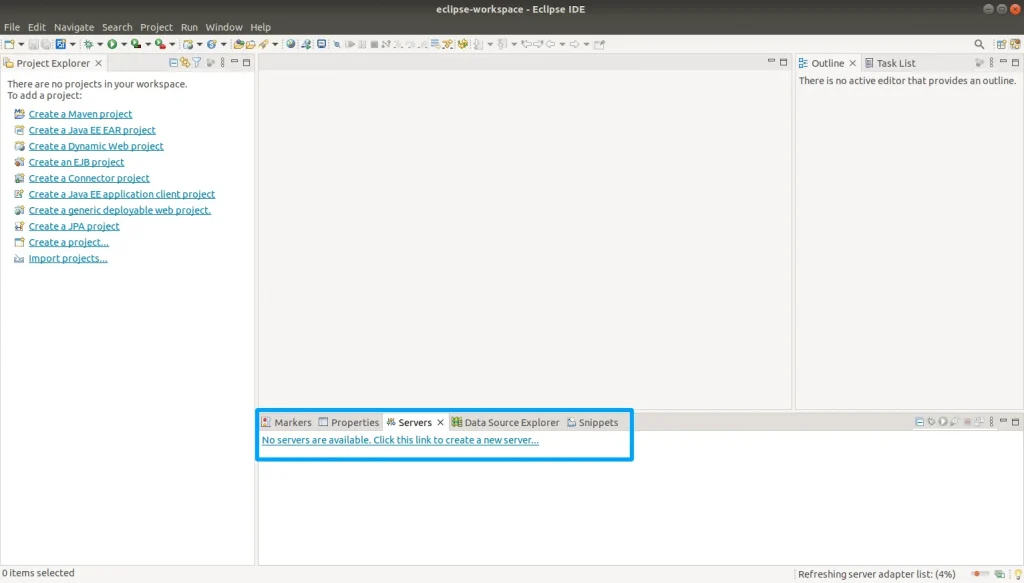 Open Servers and creating new server | Liferay User setting navigation override Open Servers and creating new server