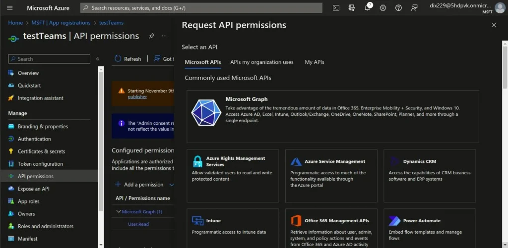 Request permissions for APIs | Microsoft Teams integration with Liferay Request permissions for APIs