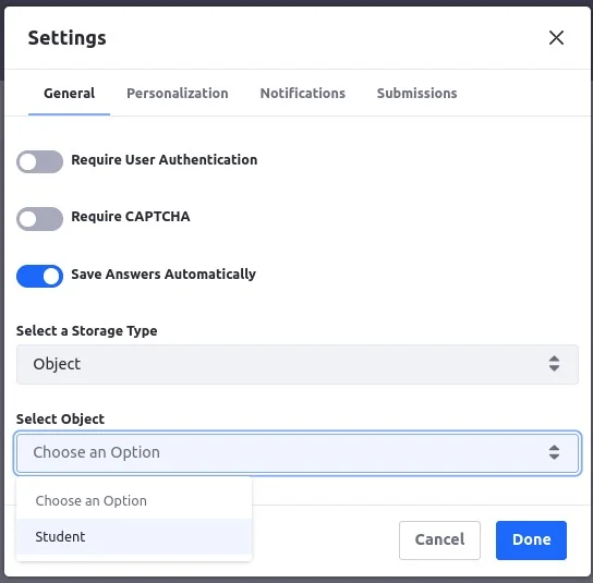 Selecting object for creating form | Liferay Objects with Liferay forms Selecting object for creating form