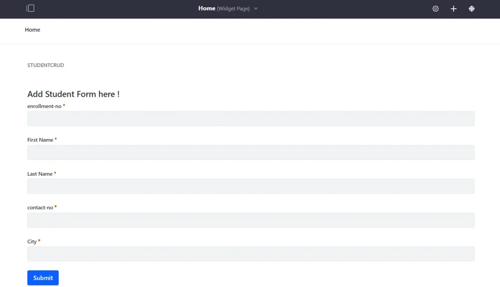 Student addition form page | CRUD Operations in Liferay Portlet with custom entity Student addition form page