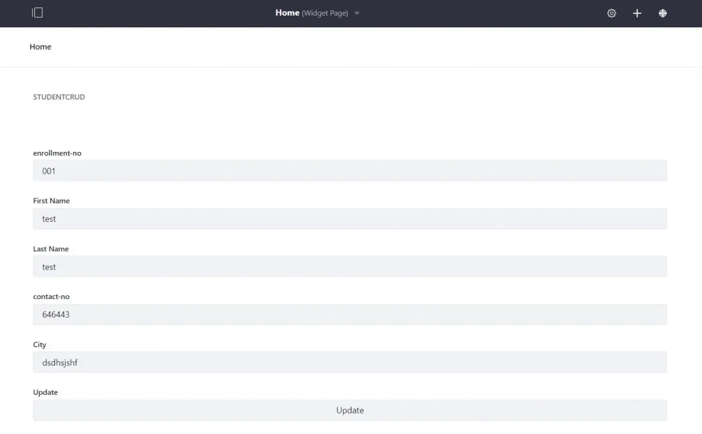 Student details update Page | CRUD Operations in Liferay Portlet with custom entity Student details update Page