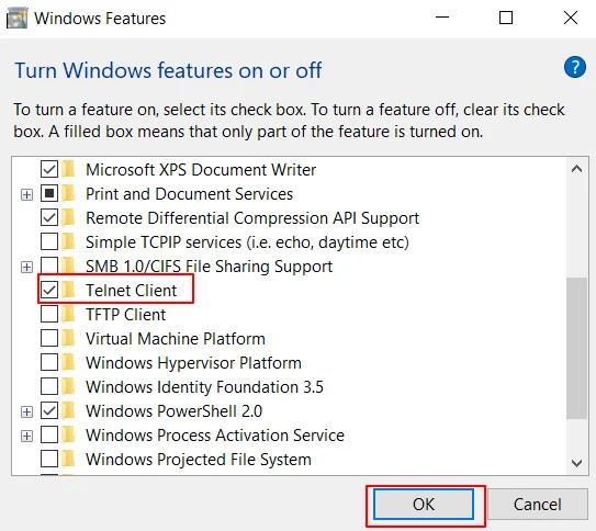 Telnet Client windows feature | Gogo shell in Liferay 7.2 Telnet Client windows feature