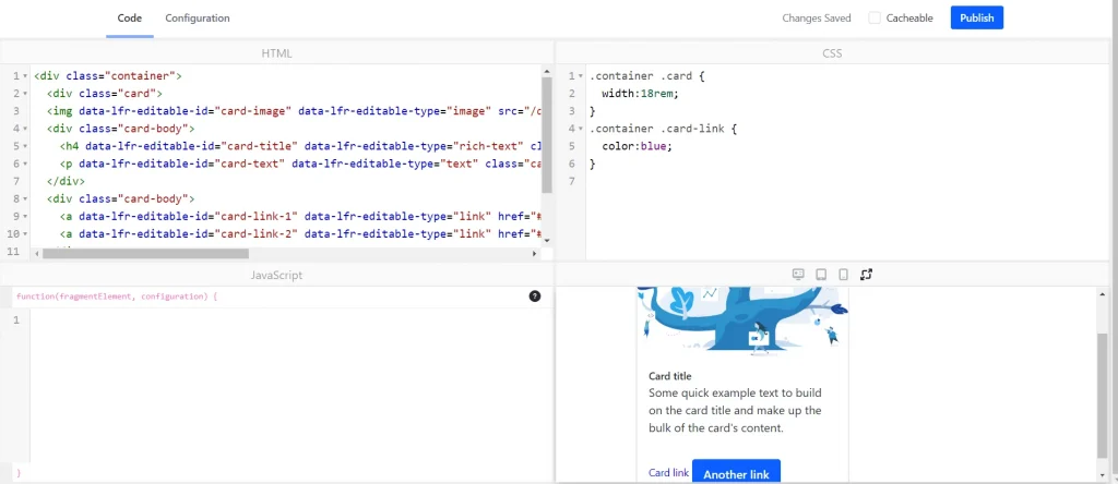 Use various Liferay widgets in fragments | Fragments in Liferay Use various Liferay widgets in fragments