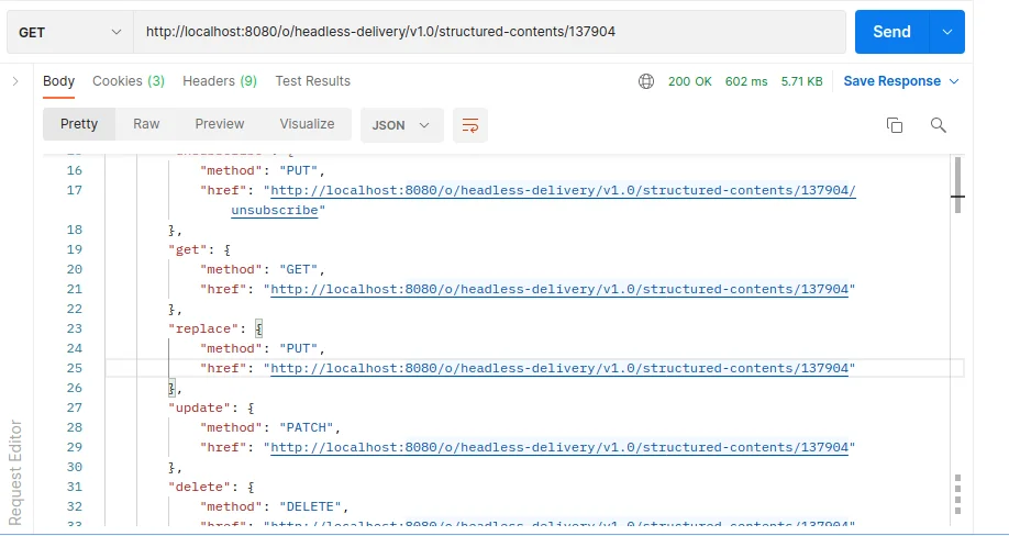 Web content with entered Resource Key request body | Manage Web Content with Postman and Liferay's Headless API Web content with entered Resource Key request body