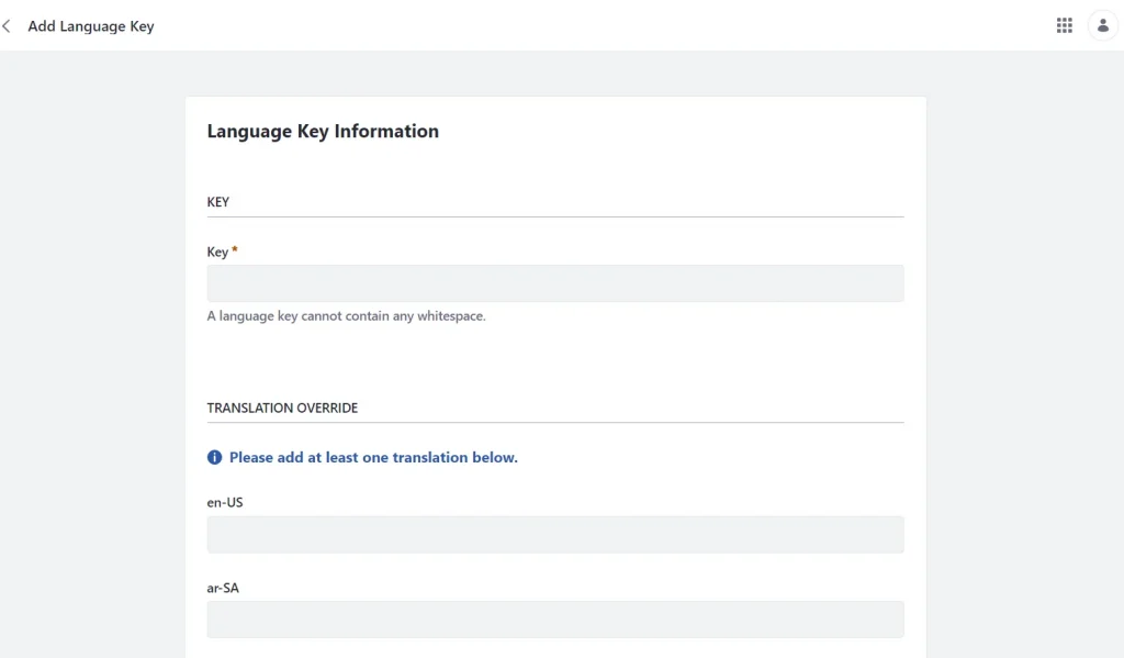 language key information filling | Create/Override the language key using Liferay OOTB language key information filling