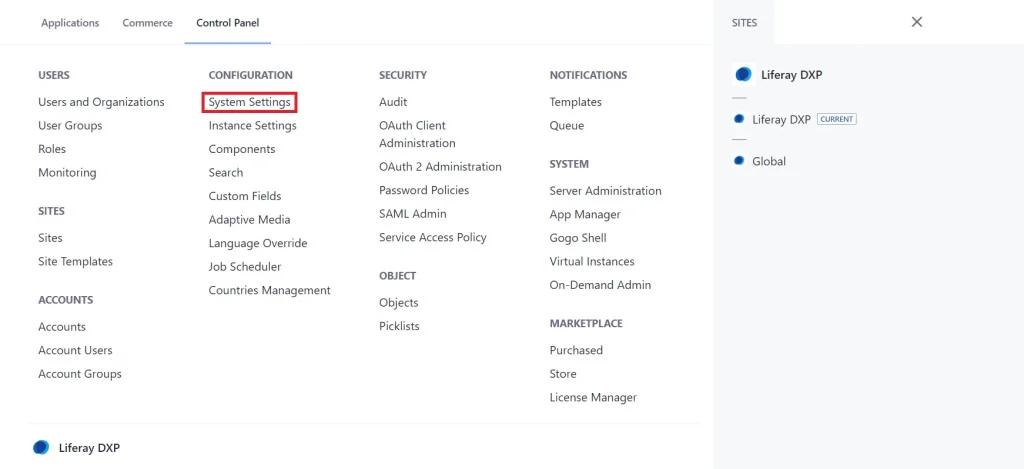 navigate to Control Panel | Start two or more Liferay servers simultaneously on a machine navigate to Control Panel