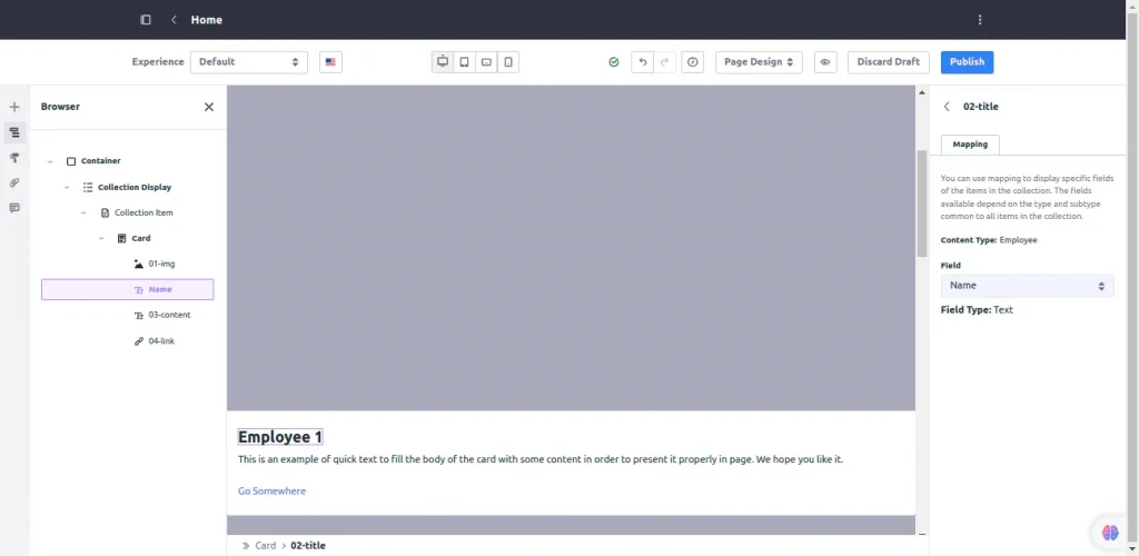 Changing title of Card | Rendering Data using Liferay Object and Collection Provider Changing title of Card