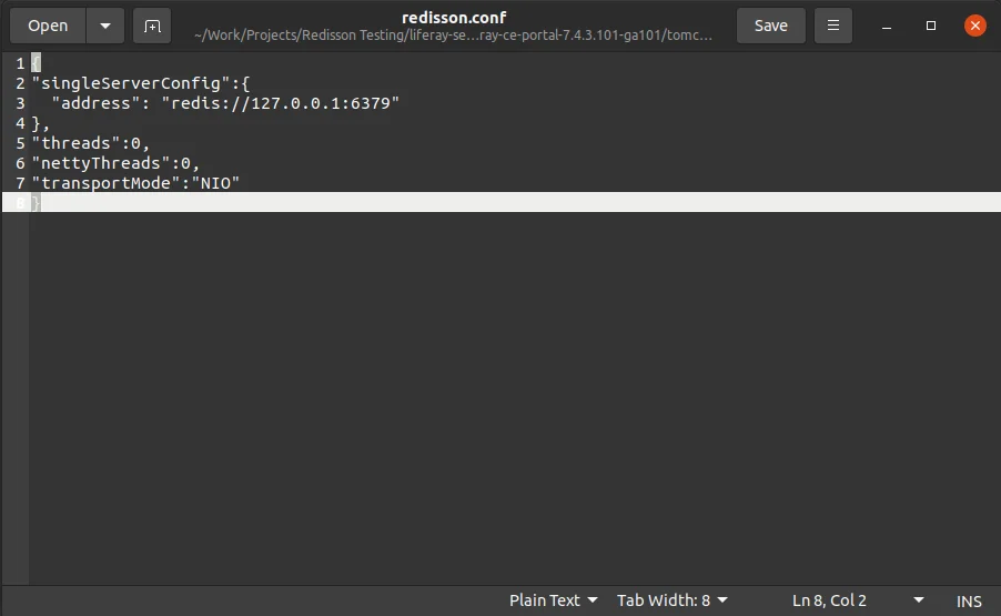 Redisson Configuration File | Redis For Liferay Session Management Redisson Configuration File