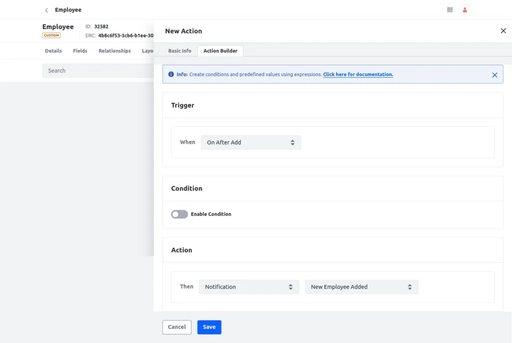 Validation of Object Action Builder | Notification With Liferay Object Validation of Object Action Builder
