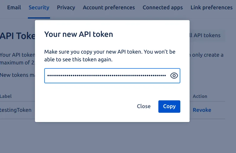 Copy Generated Token | Jira Integration With Liferay Copy Generated Token