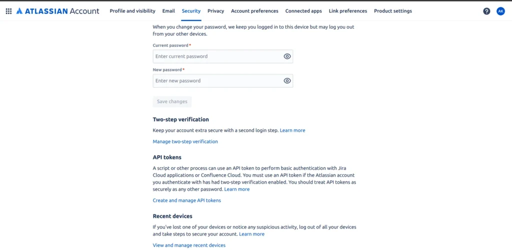 Security Tab | Jira Integration With Liferay Security Tab
