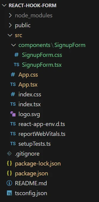 folder structure | Creating forms in React with React Hook Form folder-structure