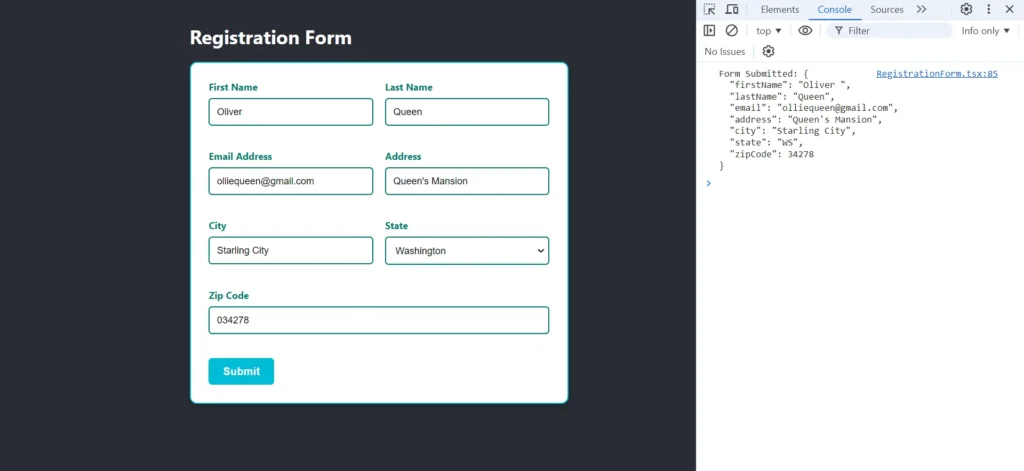 output 2 1 | Creating forms in React with Formik output-2