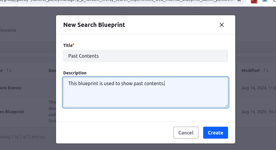 Blueprint Name | Use of Liferay Blueprint With Collection Blueprint_Name