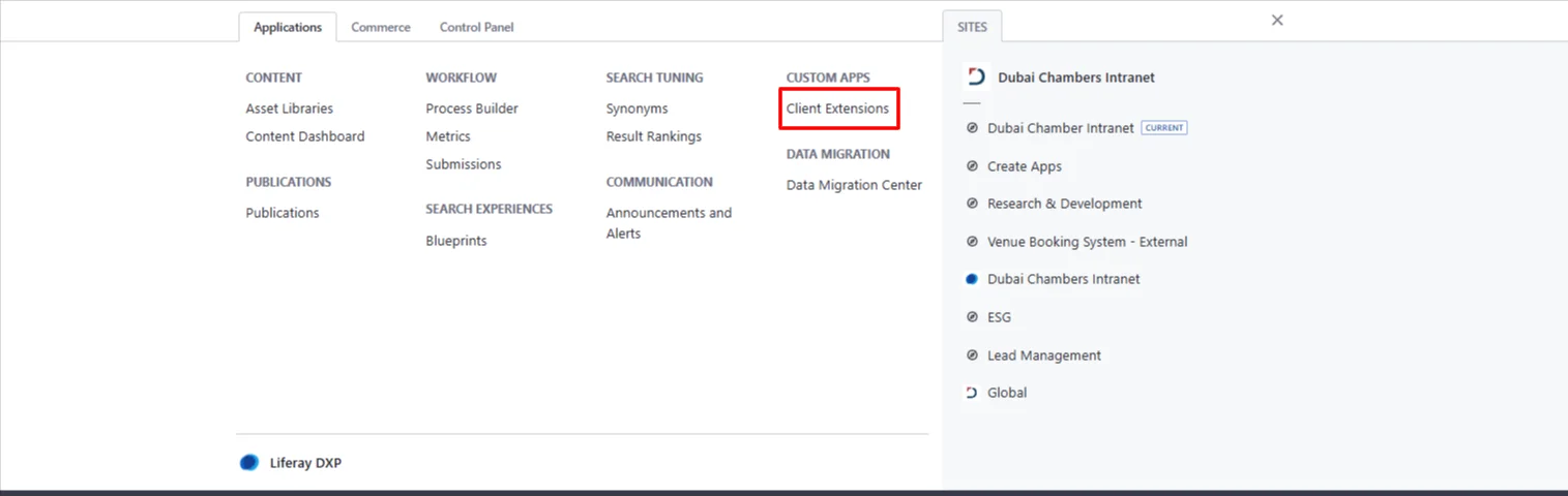 Location of Client | Google Analytics with Liferay Client Extension Location of Client extension
